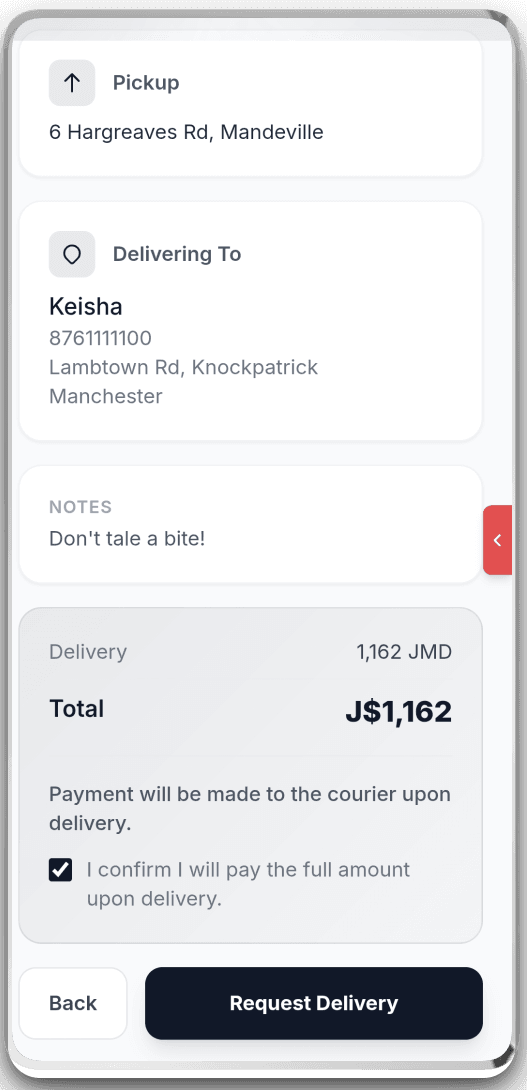 Booking page step two